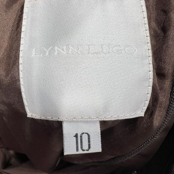 Lynn Lugo Silk Dress Strapless fit Flare Brown Party Wedding Women's Size 10 - Picture 10 of 14